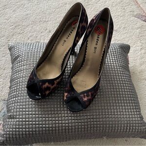 Madden Girl Leopard Print Peep Toe Heels